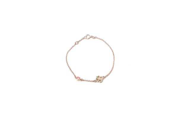 Pulsera trébol con cristal rosa