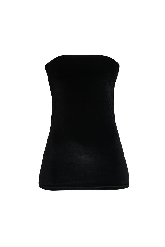 Top Strapless Velvet Negro - 40% OFF